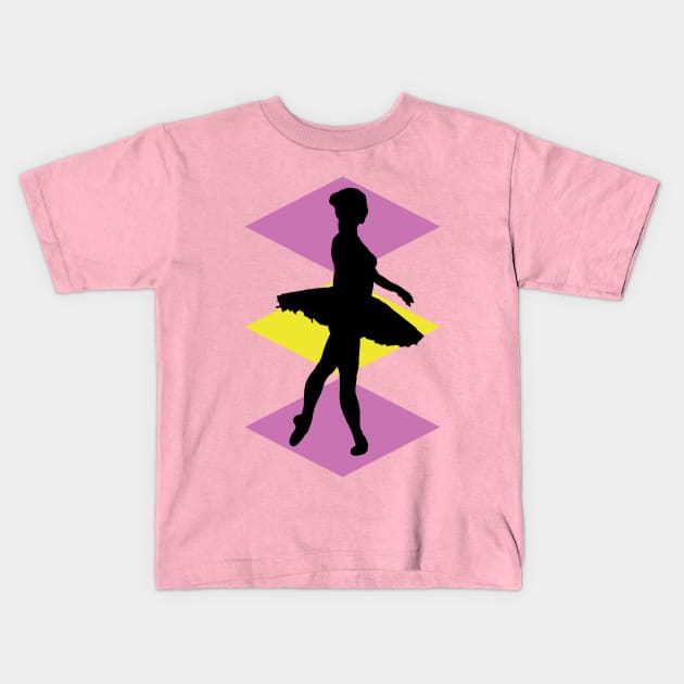 Dancing Silhouette with Coloured Diamonds Kids T-Shirt by shellysom91